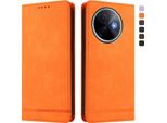 Custodia Per Vivo Y39 5G, Retro Custodia In Finto Cuoio Flip Con Supporto E Slot Per Carte Orange