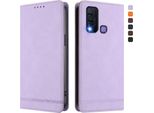 Custodia Per Vivo Y30 4G, Custodia Retro In Finto Cuoio Flip Con Supporto E Slot Per Carte Di Credito Viola