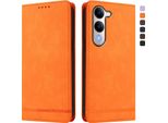 Custodia Per Vivo Y29S, Custodia Retro In Finto Cuoio Flip Con Supporto E Slot Per Carte Orange