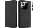 Custodia Per Xiaomi 15T, Retro Custodia In Finto Cuoio Flip Con Supporto E Slot Per Schede Nero