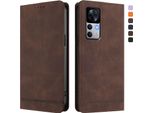 Custodia Per Xiaomi 12T / Xiaomi 12T Pro, Retro Custodia Flip In Finto Cuoio Con Supporto E Slot Per Carte Di Credito Marrone