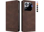 Custodia Per Xiaomi 15T Pro, Retro Custodia In Finto Cuoio Flip Con Supporto E Slot Per Schede Marrone