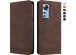 Custodia Per Xiaomi 12 /Xiaomi 12X /Xiaomi 12S, Retro Custodia Flip In Finto Cuoio Con Supporto E Slot Per Schede Marrone