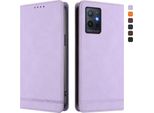 Custodia Per Vivo Y55 5G, Retro Custodia In Finto Cuoio Flip Con Supporto E Slot Per Carte Purple