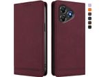 Custodia Per Zte Blade A36, Custodia Retro In Finto Cuoio Con Supporto E Slot Per Carte Rosso