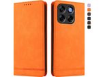 Custodia Per Zte Blade V70, Custodia Retro In Finto Cuoio Flip Con Supporto E Slot Per Schede Arancione