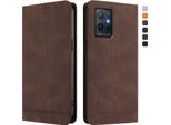 Custodia Per Vivo Y55 5G, Custodia Retro In Finto Cuoio Con Supporto E Slot Per Carte Di Credito Marrone