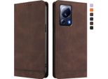 Custodia Per Xiaomi 13 Lite, Custodia Retro In Finto Cuoio Con Supporto E Slot Per Carte Di Credito Marrone