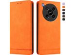 Custodia Per Zte Blade V70 Max, Custodia Retro In Finto Cuoio Flip Con Supporto E Slot Per Schede Arancione