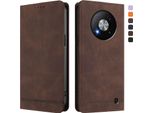 Custodia Per Zte Blade A73 5G, Retro Custodia In Finto Cuoio Flip Con Supporto E Slot Per Schede Brown