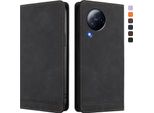 Custodia Per Xiaomi Civi 3, Custodia Retro In Finto Cuoio Flip Con Supporto E Slot Per Carte Nero