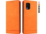 Custodia Per Xiaomi Mi 10 Lite, Custodia Retro In Finto Cuoio Flip Con Supporto E Slot Per Schede Arancione