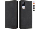 Custodia Per Xiaomi Civi 1S, Custodia Retro In Finto Cuoio Flip Con Supporto E Slot Per Carte Di Credito Nero