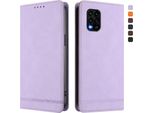 Custodia Per Xiaomi Mi 10 Lite, Retro Custodia In Finto Cuoio Flip Con Supporto E Slot Per Carte Purple