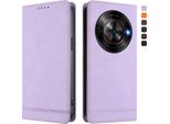Custodia Per Zte Blade A75 5G, Retro Custodia In Finto Cuoio Flip Con Supporto E Slot Per Carte Purple