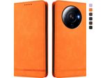 Custodia Per Xiaomi 12S Ultra, Retro Custodia In Finto Cuoio Flip Con Supporto E Slot Per Carte Orange