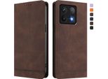 Custodia Per Xiaomi 14T, Retro In Finto Cuoio Flip Case Con Supporto E Slot Per Schede Brown