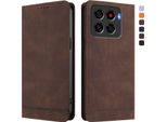 Custodia Per Zte Blade A56, Custodia Retro In Finto Cuoio Con Supporto E Slot Per Carte Di Credito Marrone