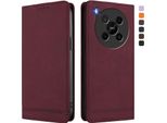 Custodia Per Zte Blade V70 Max, Custodia Retro In Finto Cuoio Con Supporto E Slot Per Carte Rosso