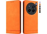 Custodia Per Vivo X200S, Custodia Retro In Finto Cuoio Con Supporto E Slot Per Carte Di Credito Arancione