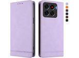 Custodia Per Zte Blade A56 Pro, Retro Custodia In Finto Cuoio Flip Con Supporto E Slot Per Carte Purple