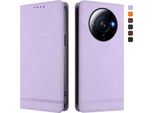Custodia Per Xiaomi 12S Ultra, Retro Custodia In Finto Cuoio Flip Con Supporto E Slot Per Carte Viola