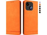 Custodia Per Zte Blade A35E, Custodia Retro In Finto Cuoio Con Supporto E Slot Per Schede Arancione