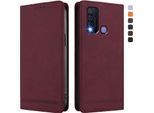 Custodia Per Vivo Y30 4G, Custodia Retro In Finto Cuoio Con Supporto E Slot Per Carte Di Credito Rosso