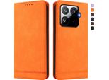 Custodia Per Xiaomi 15T Pro, Custodia Retro In Finto Cuoio Con Supporto E Slot Per Schede Arancione