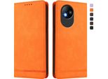 Custodia Per Zte Blade A35 Lite, Custodia Retro In Finto Cuoio Con Supporto E Slot Per Schede Arancione