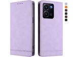 Custodia Per Vivo Y35 4G, Custodia Retro In Finto Cuoio Flip Con Supporto E Slot Per Carte Di Credito Viola