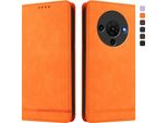 Custodia Per Zte Blade A76 5G, Custodia Retro In Finto Cuoio Con Supporto E Slot Per Schede Arancione