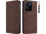 Custodia Per Vivo Y35 4G, Custodia Retro In Finto Cuoio Con Supporto E Slot Per Carte Di Credito Marrone