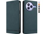 Custodia Per Xiaomi Civi 5 Pro, Custodia Retro In Finto Cuoio Flip Con Supporto E Slot Per Carte Verde