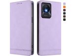 Custodia Per Vivo Y02A, Custodia Retro In Finto Cuoio Flip Con Supporto E Slot Per Carte Di Credito Viola