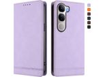 Custodia Per Vivo Y31 5G, Retro Custodia In Finto Cuoio Flip Con Supporto E Slot Per Carte Purple
