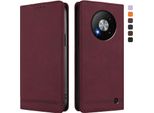 Custodia Per Zte Blade A73 5G, Custodia Retro In Finto Cuoio Con Supporto E Slot Per Carte Rosso