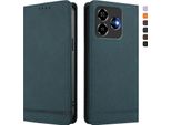 Custodia Per Zte Blade V60 Vita/V60 Design/Axon 60 Lite, Custodia Flip Retro In Finto Cuoio Con Supporto E Slot Per Schede Verde