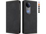 Custodia Per Vivo V50 5G, Custodia Retro In Finto Cuoio Con Supporto E Slot Per Carte Di Credito Nero