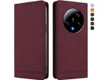 Custodia Per Xiaomi 13 Ultra, Custodia Retro In Finto Cuoio Con Supporto E Slot Per Carte Rosso