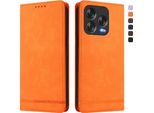Custodia Per Zte Blade V70 Vita/Blade V70 Design, Retro Custodia Flip In Finto Cuoio Con Supporto E Slot Per Schede Arancione
