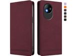 Custodia Per Zte Blade A35 Lite, Custodia Retro In Finto Cuoio Con Supporto E Slot Per Carte Di Credito Rosso