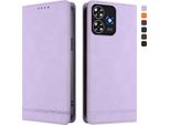 Custodia Per Zte Blade A73 4G, Retro Custodia In Finto Cuoio Flip Con Supporto E Slot Per Carte Purple