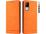 Custodia Per Xiaomi Civi 1S, Custodia Retro In Finto Cuoio Con Supporto E Slot Per Carte Di Credito Arancione