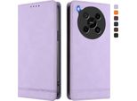 Custodia Per Zte Blade V70 Max, Custodia Retro In Finto Cuoio Con Supporto E Slot Per Carte Di Credito Viola