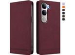 Custodia Per Vivo Y31 5G, Custodia Retro In Finto Cuoio Con Supporto E Slot Per Carte Di Credito Rosso