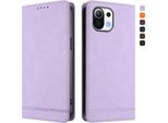 Custodia Per Xiaomi Mi 11 Lite, Retro Custodia In Finto Cuoio Flip Con Supporto E Slot Per Carte Viola