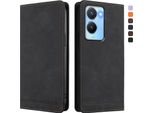 Custodia Per Vivo Y56 5G, Custodia Retro In Finto Cuoio Con Supporto E Slot Per Carte Di Credito Nero