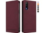 Custodia Per Vivo Y70S, Custodia Retro In Finto Cuoio Con Supporto E Slot Per Carte Rosso