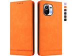 Custodia Per Xiaomi Mi 11, Custodia Retro In Finto Cuoio Flip Con Supporto E Slot Per Schede Arancione